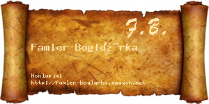 Famler Boglárka névjegykártya